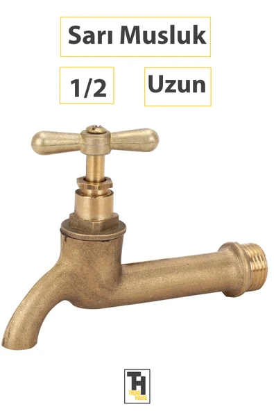 1/2 Uzun Sarı Musluk – Paslanmaz Gövde, Modern Tasarım