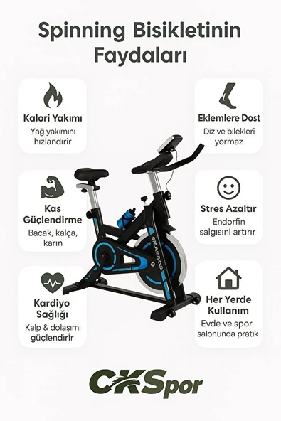 Kırmızı Spinning Bisiklet – Ayarlanabilir Dirençli Kondisyon Bisikleti - 6