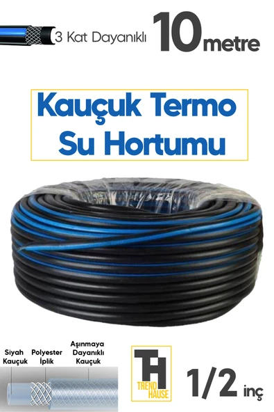 Profesyonel 1/2 İnç Termo Kauçuklu Su Hortumu – Bahçe & Sanayi Kullanımına Uygun (10 Metre) ürün görseli 1