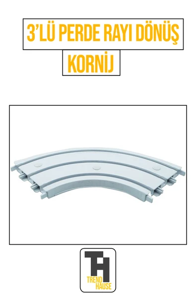 3’lü Perde Rayı Dönüş (Korniş) – Çoklu Ray Sistemleri İçin Köşe Bağlantı Parçası