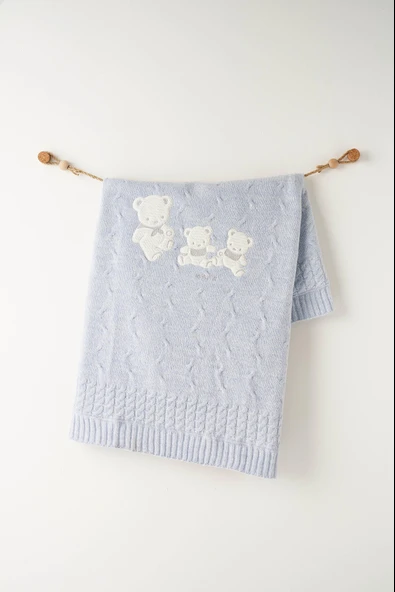 Bebek Triko Battaniye  85x100 cm Knitted Blanket AC26341 - Resim 4