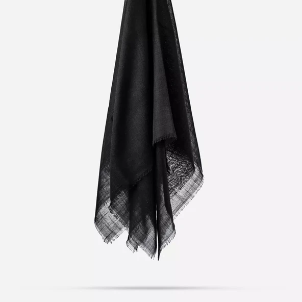 Flamlı Pamuklu Eşarp (96x96 cm. Siyah) - 2