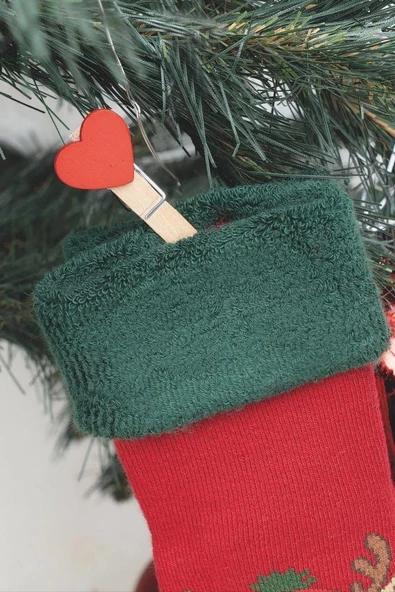 3 Çift Unısex Hediyelik Yeniyıl Temalı Çocuk Soket Havlu Çorap - Resim 11