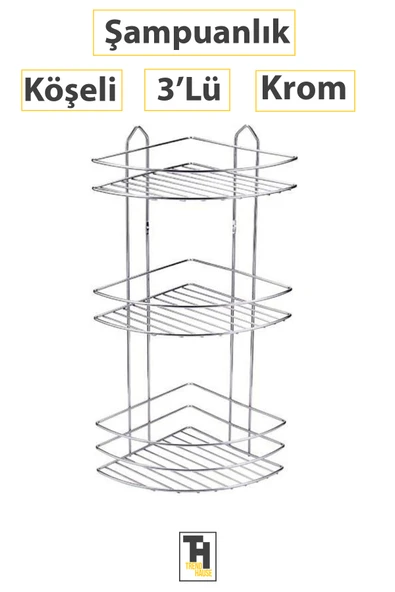 3'Lü Krom Köşeli Şampuanlık Yüksek Kalite