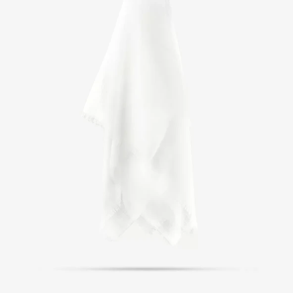 Flamlı Pamuklu Eşarp (96x96 cm. Krem) - 2