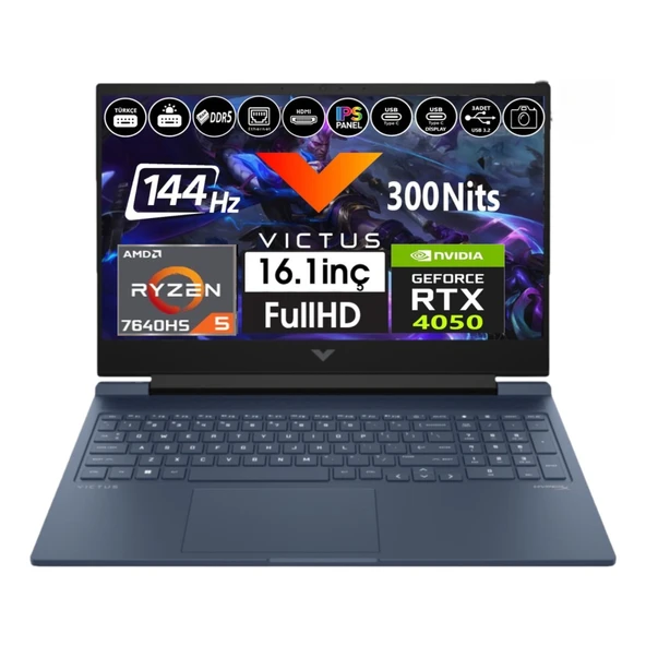 Victus Amd Ryzen 5 7640HS 64GB Ddr5 512GB SSD Rtx 4050 (6gb) 144Hz IPS Freedos 16.1" Taşınabilir Bilgisayar ürün görseli 1