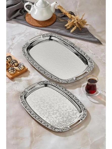 Cooker CKR3566 Çiçek Desenli Sunum Tepsisi 2'li ürün görseli 1