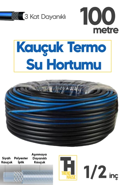Profesyonel 1/2 İnç Termo Kauçuklu Su Hortumu – Bahçe & Sanayi Kullanımına Uygun (100 Metre)