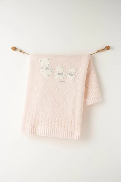 Bebek Triko Battaniye  85x100 cm Knitted Blanket AC26341 - Resim 5