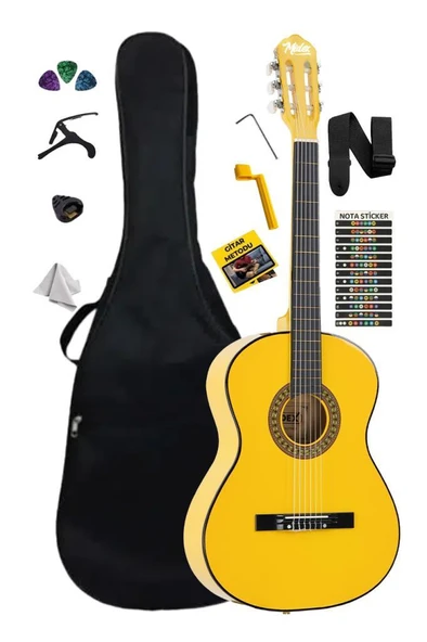 Midex CG-270YLW Sarı Renk Klasik Gitar 4/4 Yetişkin Boy Sap Ayarlı Full Set ürün görseli