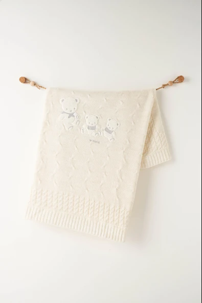 Bebek Triko Battaniye  85x100 cm Knitted Blanket AC26341 - Resim 2