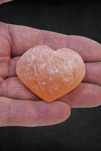 Küçük Boy Turuncu Selenit Kalp - 3