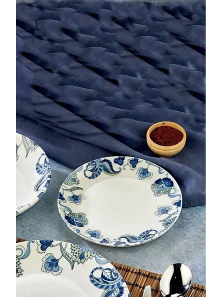 Cooker Çiçek Desenli Porselen Pasta Tabağı 19 cm 6'lı ürün görseli 1