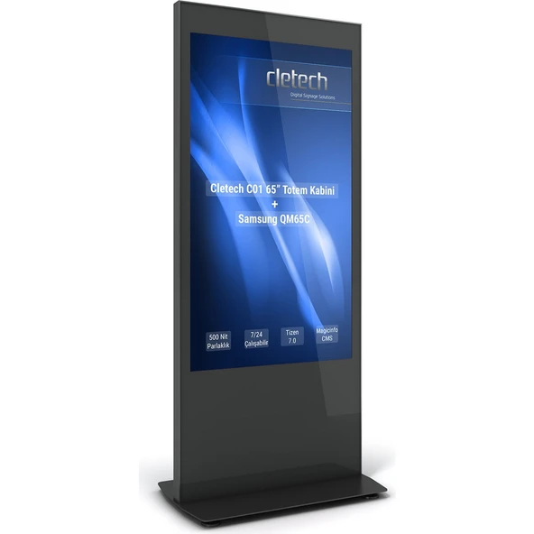 Cletech C01 65'' Totem Kabini + Samsung QM65C 65'' Signage Monitör