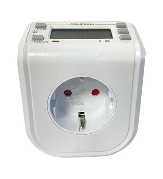 3680W, 16 Amper, Çok Kaliteli Dijital Göstergeli Zaman Ayarlı Akıllı Priz, Dijital Zaman Saatli Priz - 2