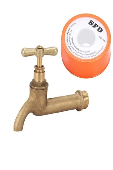 SARI MUSLUK  UZUN 1/2 MUSLUK TEFLON BANT HEDİYELİ