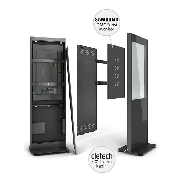 Cletech C01 65'' Totem Kabini + Samsung QM65C 65'' Signage Monitör - 3