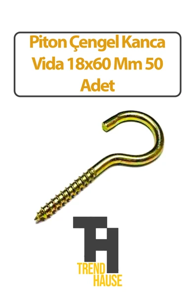 Piton Çengel Kanca Vida 18X60 Mm 50 Adet