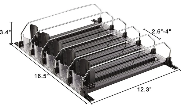 Buzdolabı İçecek Dispenseri, Kendinden İtmeli Düzenleyici, 5 Sıralı Yaylı Otomatik Kutu Organizer - 2