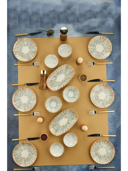 Cooker CKR4200 Çok Renkli Porselen Kahvaltı Seti 14 Parça ürün görseli 1