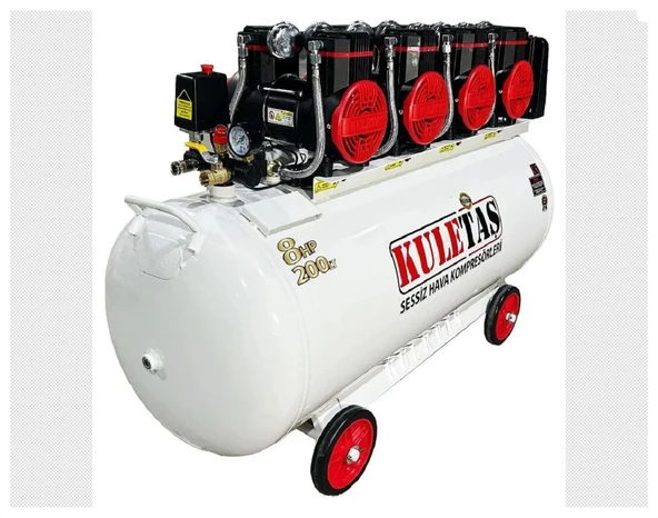 Kuletaş 200 Litre 8 HP Sessiz & Yağsız Premium Kafa Hava Kompresörü - 2