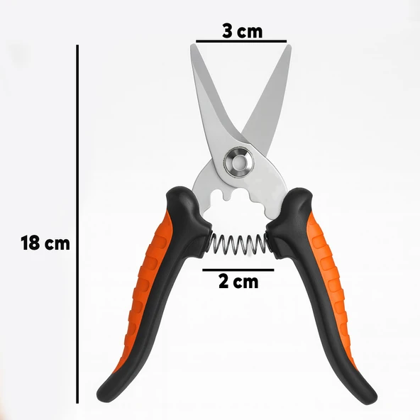 Çok Amaçlı Paslanmaz 7 İnç Çelik Makas Profesyonel Kesim İçin Ergonomik Saplı Mutfak Ofis Makası - Resim 4