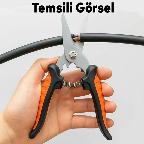 Çok Amaçlı Paslanmaz 7 İnç Çelik Makas Profesyonel Kesim İçin Ergonomik Saplı Mutfak Ofis Makası - Resim 5