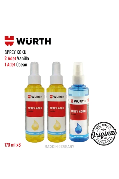 Würth 3'lü Sprey Koku Setleri (2 Adet Vanilla + Oceanj) ürün görseli
