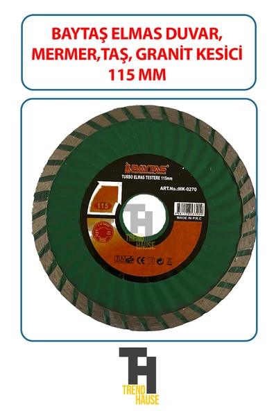 Baytaş Elmas Mermer, Duvar,Taş, Granit Kesici, Ağız, 115 Mm Spiral