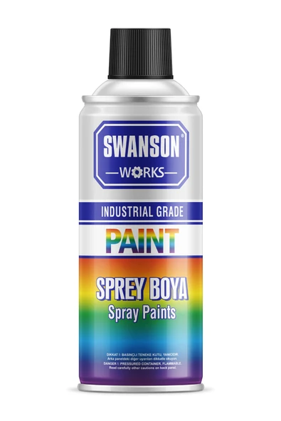 SWANSON WORKS Parlak Siyah Sprey Boya - Swanson Works 400ml, Yüksek Kaliteli Akrilik Esaslı ürün görseli
