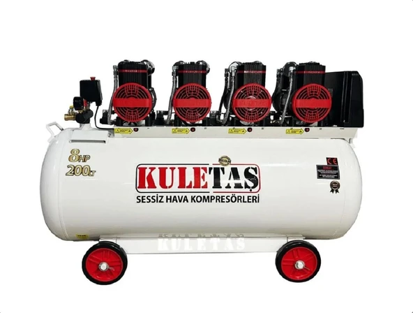 Kuletaş 200 Litre 8 HP Sessiz & Yağsız Premium Kafa Hava Kompresörü