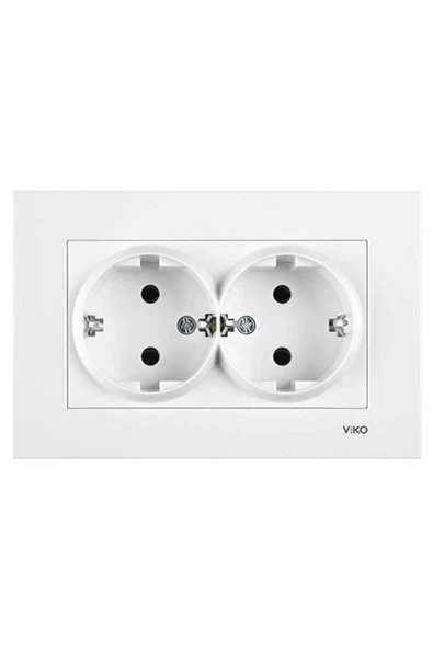 VİKO Karre Ikili Topraklı Priz- Beyaz - 90967056 (karre Çerçeve Dahil )