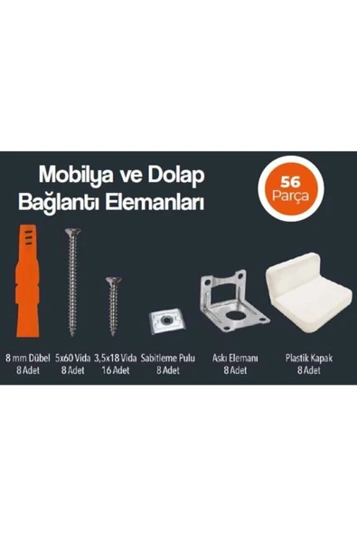 Egticaret Made Deprem Kiti Mobilya Ve Dolap Sabitleme Aparatı Seti 56 Parça - 2