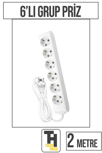 2 Metre 6'lı Grup Priz