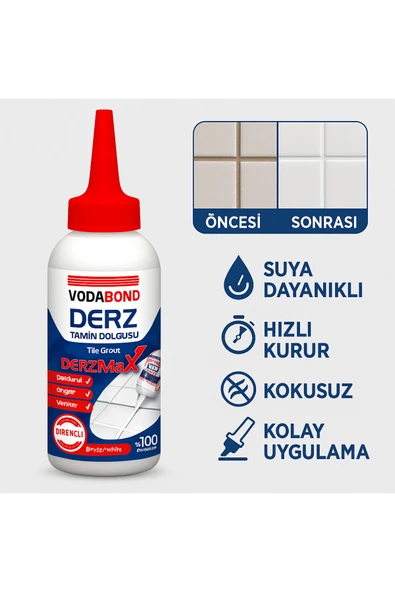 Vodaseal Derz Yenileme Ürünü 300 gr – Beyaz, Suya Dayanıklı, Hızlı Kuruyan