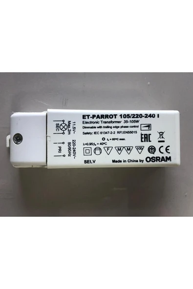 Osram 105W ELETRONİK TRAFO ET-PARROT 35W-105W/220-240V GİRİŞ:220V ÇIKIŞ:11,5V - 2