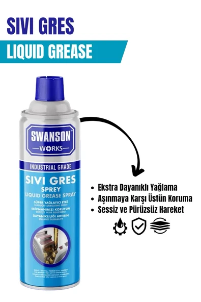 SWANSON WORKS Sıvı Gres Sprey 400 ML -- Otomotiv, bisiklet bakımı, ev aletleri ve endüstriyel makineler... - Resim 3