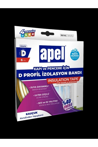 APEL Epdm Izolasyon Bandı Kapı Pencere D Profil Kauçuk Beyaz 6 Mt. ürün görseli