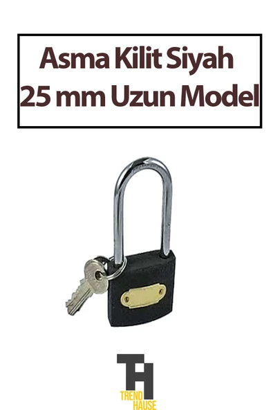 Asma Kilit Siyah 25 mm Uzun Model