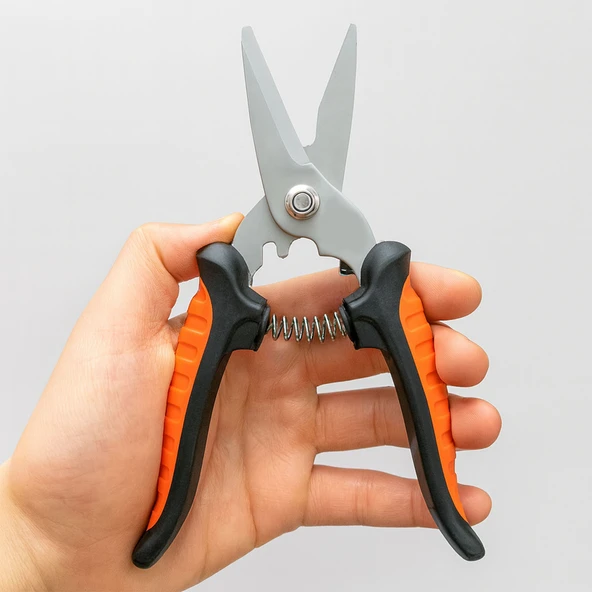 Çok Amaçlı Paslanmaz 7 İnç Çelik Makas Profesyonel Kesim İçin Ergonomik Saplı Mutfak Ofis Makası - Resim 3