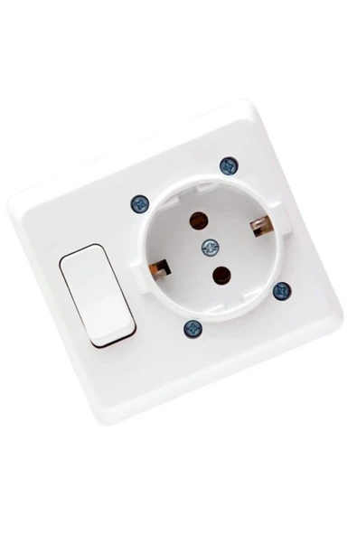NE-AD Sıva Altı Anahtarlı Topraklı Priz (Tek Gövde)