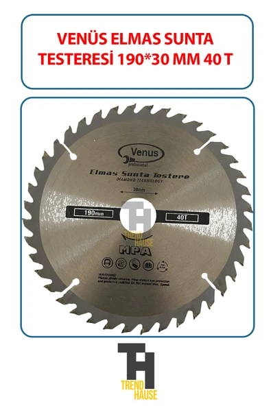 Venüs Elmas Sunta Testeresi 190 MmX 30 Mm 40 T Spiral Ağaç Sunta Kesme