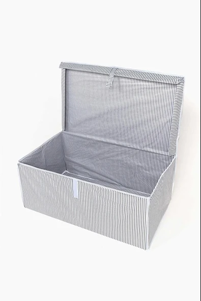 Alas Çok Amaçlı Mega Kutu Gri Çizgili Tekli 60x40x30 Cm
