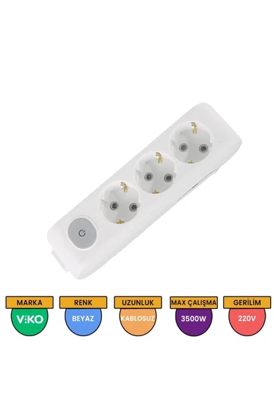 VİKO Viko Multi-let Üçlü Grup Priz Anahtarlı Topraklı Klemensli Beyaz (ÇOCUK KORUMALI) - Resim 3