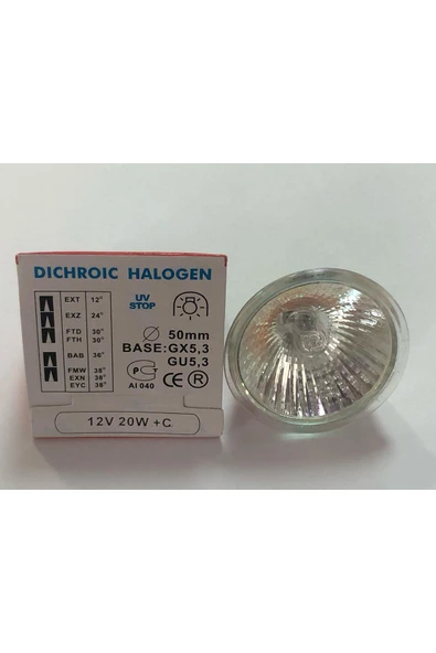 İthal 10 ADET 12V 20W MR 16 ÇANAK HALOJEN  ÇAP:50mm ürün görseli 1