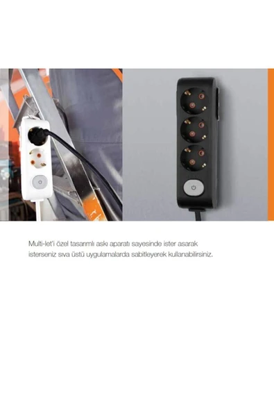 VİKO Multi-let 3 Li Siyah Anahtarlı Grup Priz 2mt - Resim 5