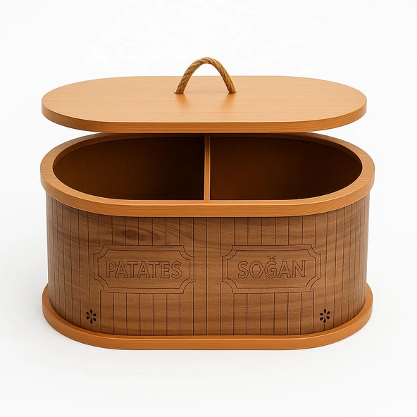 Dekorasyaa 2 Bölmeli Patates Soğanlık - Bambu - Oval Natural Desen ürün görseli