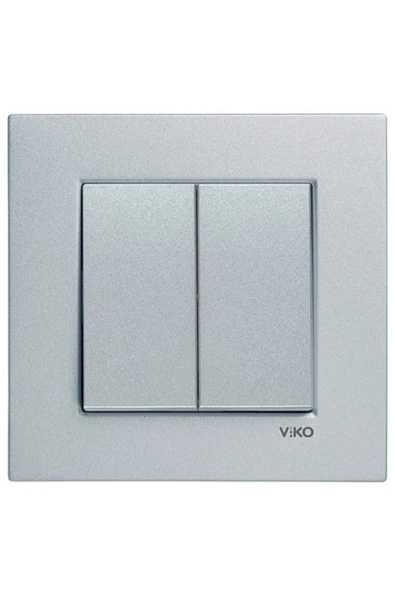 VİKO Novella Gümüş Ikili Anahtar Komütatör Çerçeveli ürün görseli 1