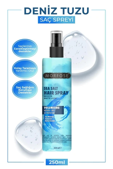 Deniz Tuzu Saç Spreyi 250 ml - Mat Görünüm, Doğal Dalgalar ve Isıya Karşı Koruma ürün görseli 1