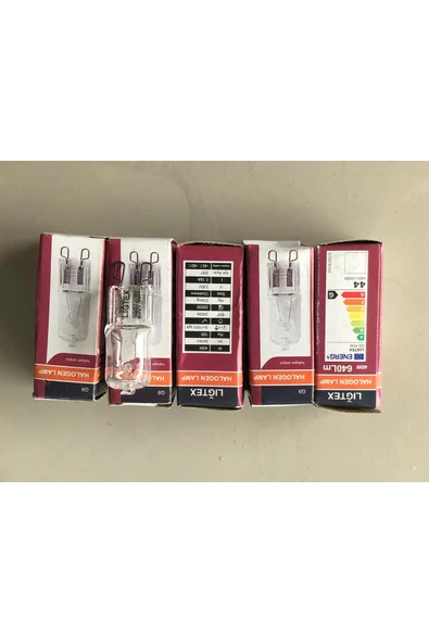 Ligtex 5  ADET  G9  HALOJEN LAMBA   220V 40W= 640 LÜMEN ŞEFFAF ürün görseli 1